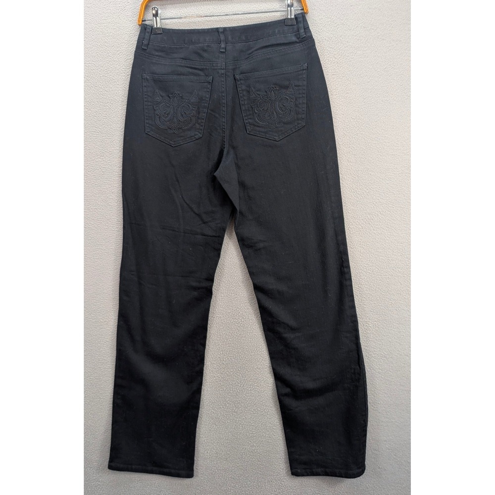 Talbots Embroidered Pocket Denim Jeans Women's Size 4 Stretch Black Mid Rise - Picture 4 of 9